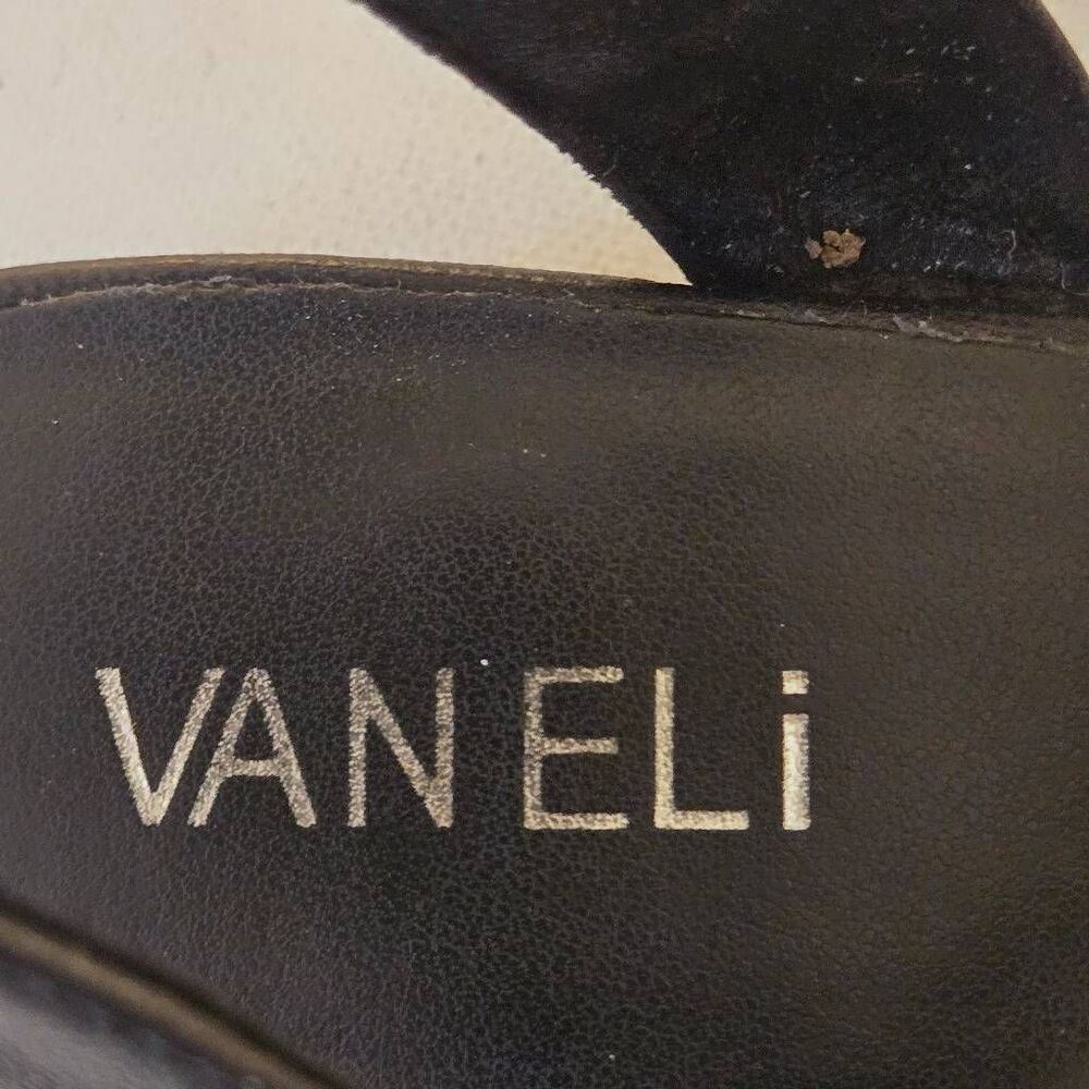 Van Eli Womens Open Toe Braided Strap Block Heel Leather Sandals Black Size 7M - Picture 3 of 11